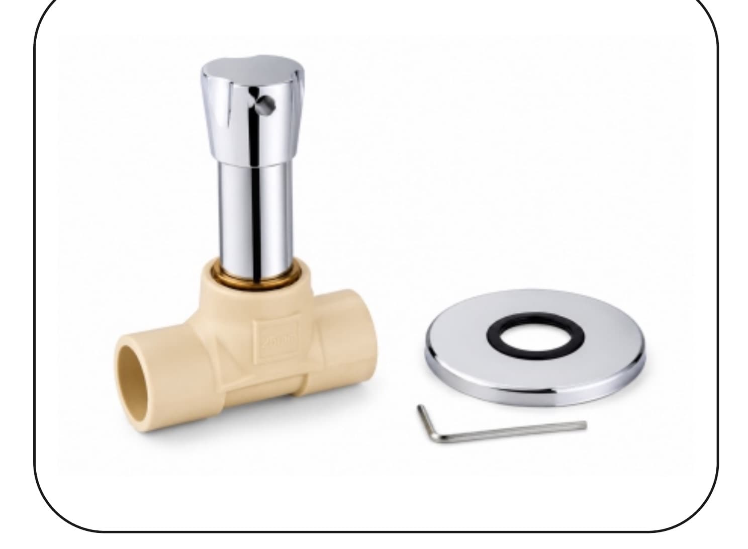 cPVC concealed full turn valve with its wall flange and allen key