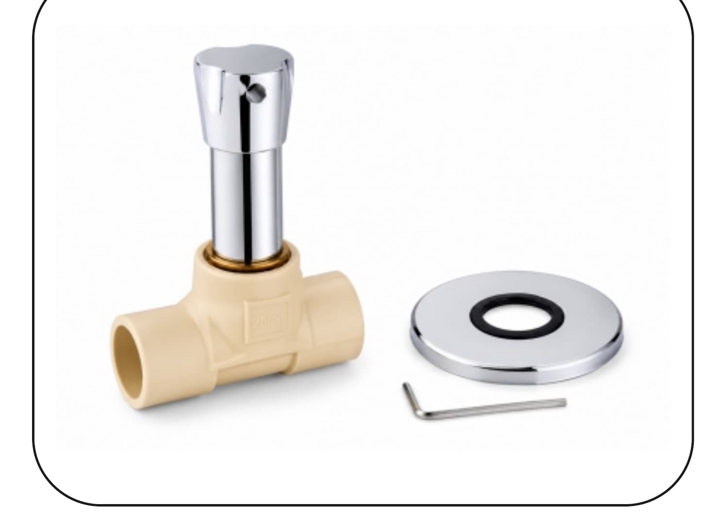 cPVC concealed quarter turn valve with its wall flange and allen key