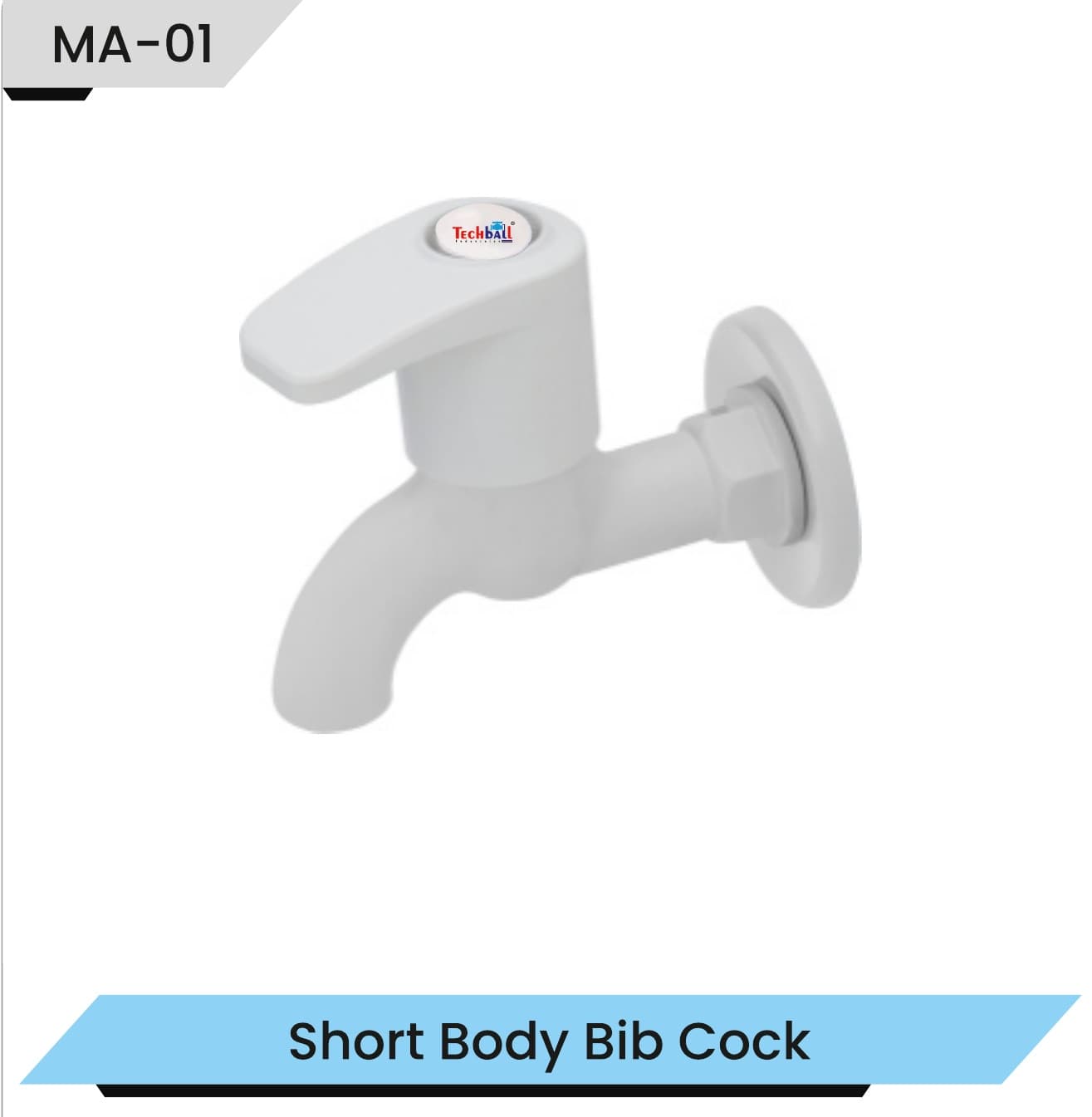 MA-01 short body bib cock in the white Mega PTMT finish